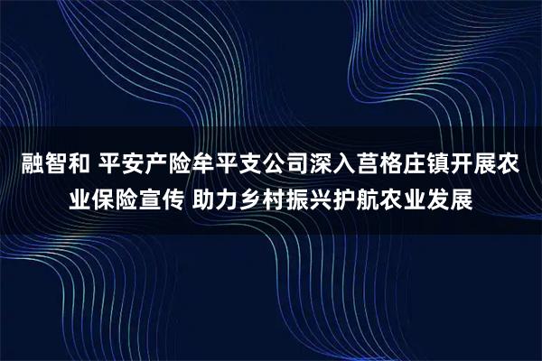 融智和 平安产险牟平支公司深入莒格庄镇开展农业保险宣传 助力乡村振兴护航农业发展